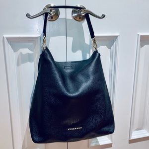 Burberry London Grainy Med Cale Leather Hobo Bag